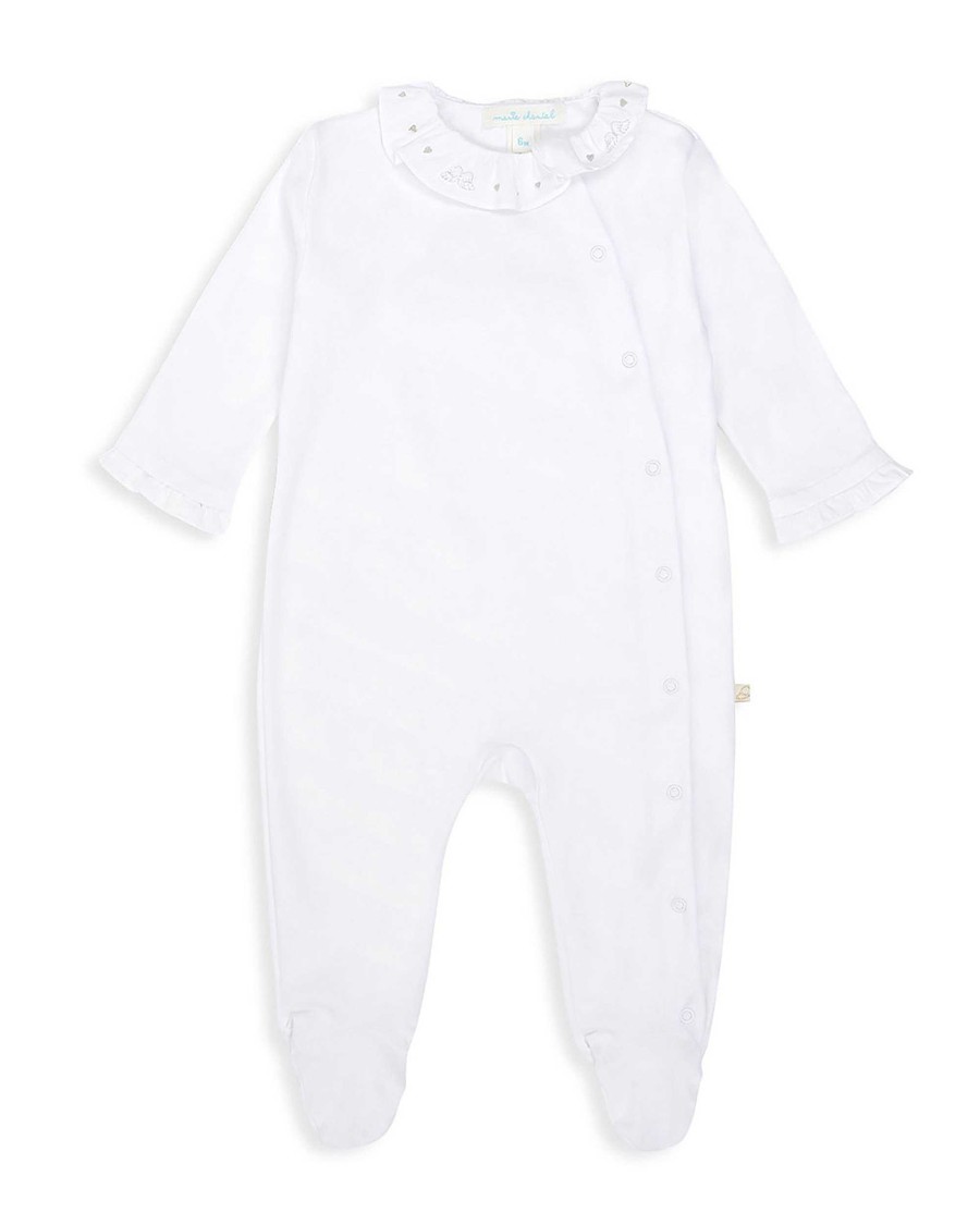 Marie Chantal The Iconic Angel Wing | Angel Wing Pima Cotton Sleepsuit - White & Silver