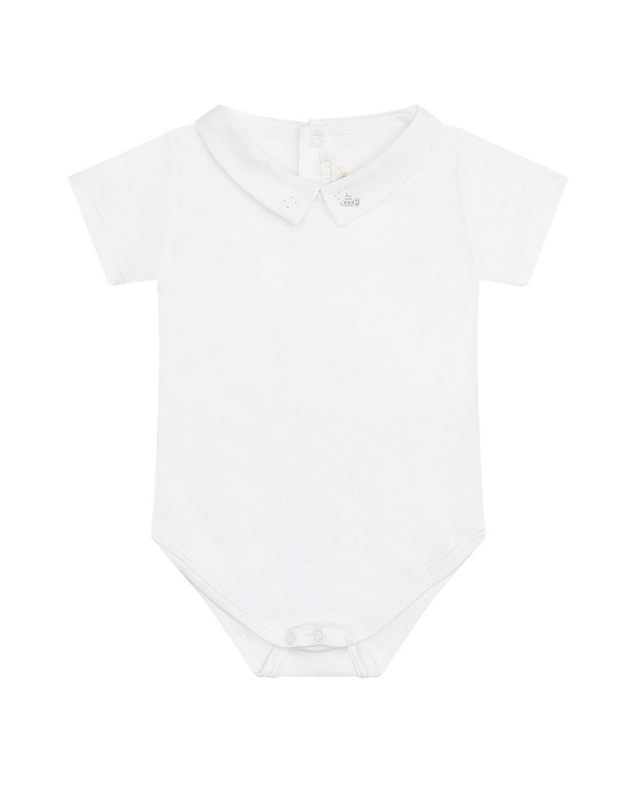 Marie Chantal Baby Boy | Chester Hand Embroidered Onesie - Submarine