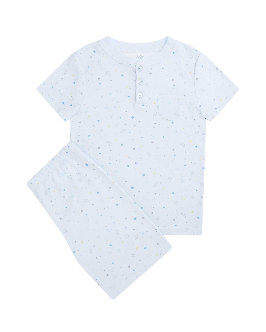 Marie Chantal Sleepwear | Star & Crown Short Pyjamas - Child Blue