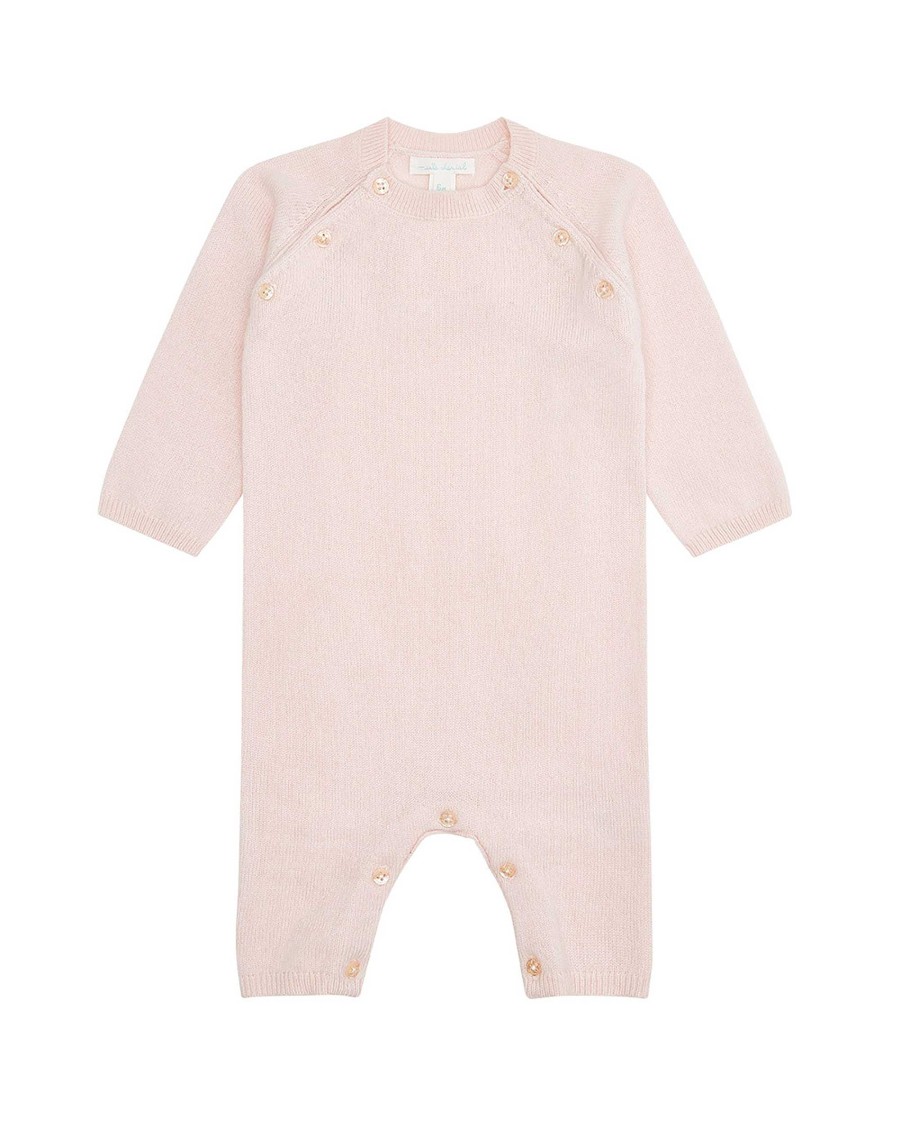 Marie Chantal Baby Girl | Ariel Angel Wing Cashmere Romper - Pink