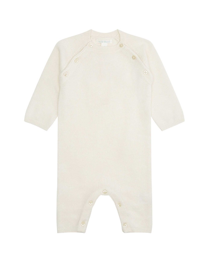 Marie Chantal Baby Girl | Ariel Angel Wing Cashmere Romper - Ivory