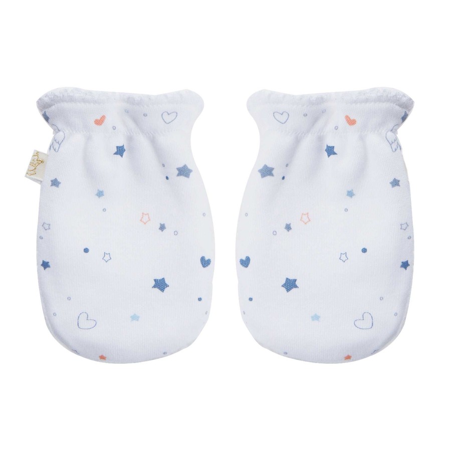 Marie Chantal Gift Sets | Star & Crown Print Hat, Bib And Mitten'S Set - Blue