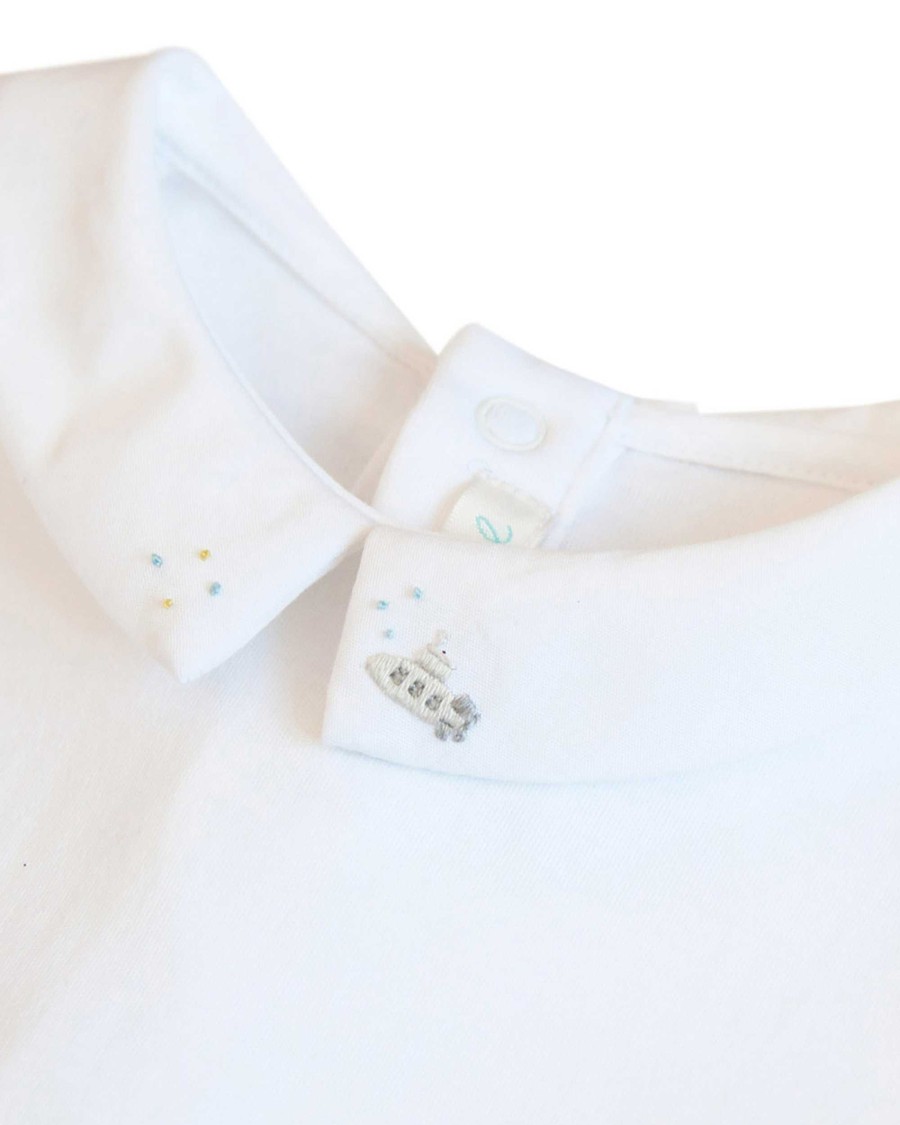 Marie Chantal Baby Boy | Chester Hand Embroidered Onesie - Submarine