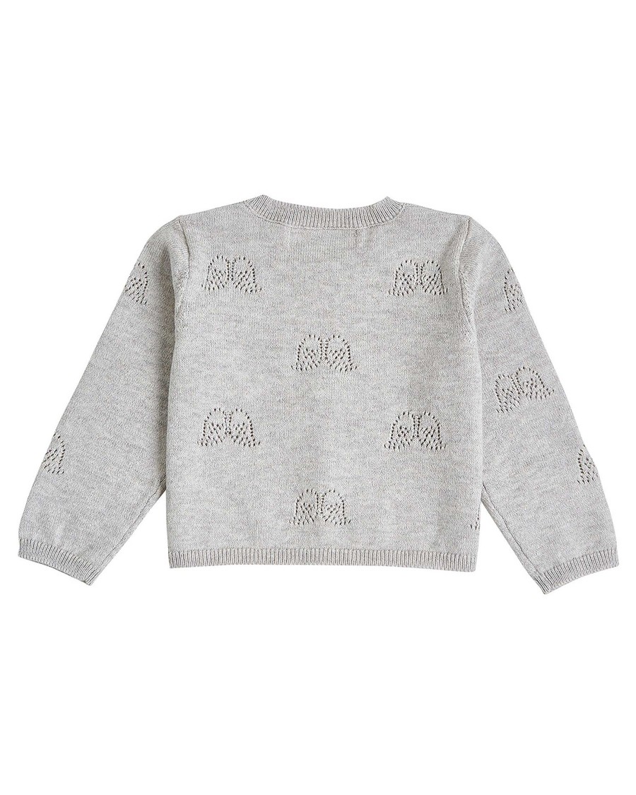 Marie Chantal The Iconic Angel Wing | Angel Wing Pointelle Cardigan - Grey