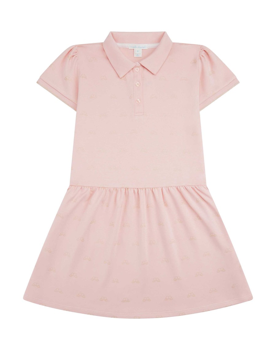 Marie Chantal The Iconic Angel Wing | Angel Wing Print Polo Dress - Child Pink & Gold