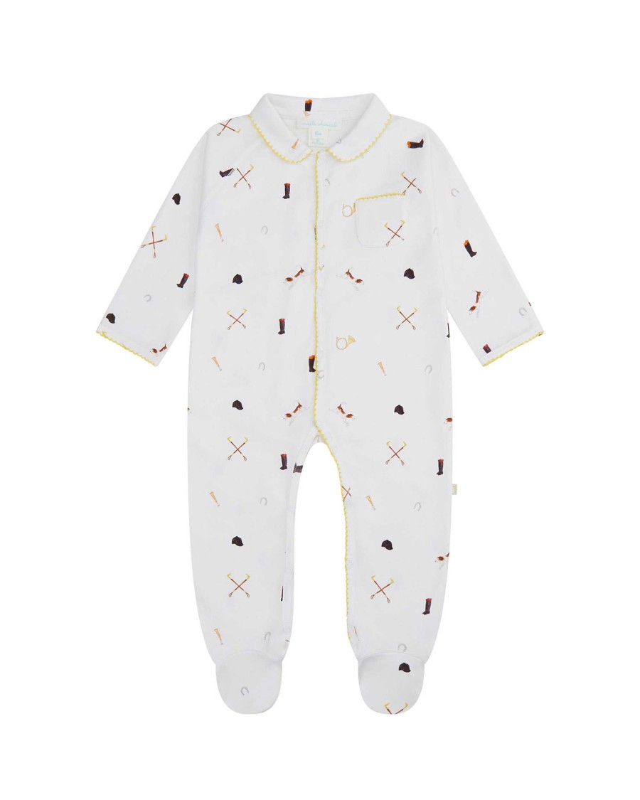 Marie Chantal Baby Boy | Equestrian Organic Cotton Sleepsuit