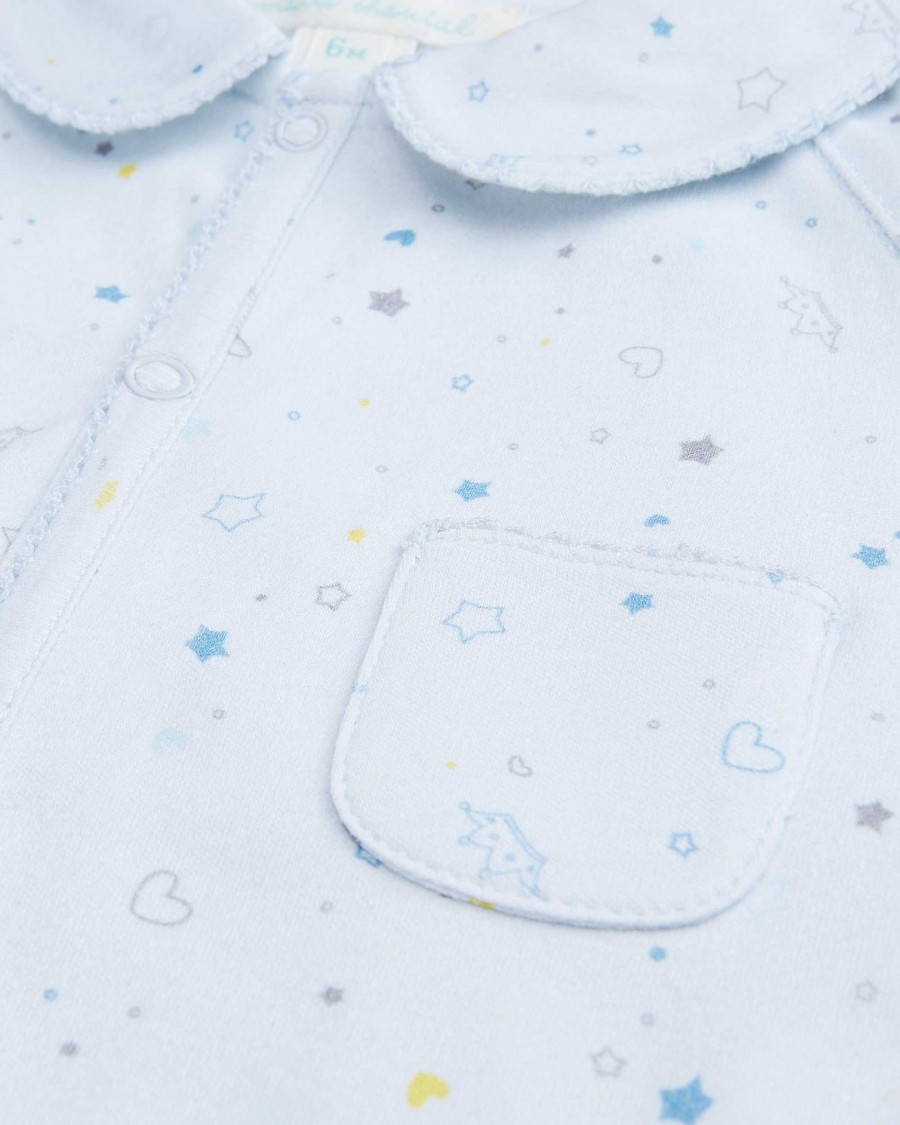 Marie Chantal Baby Boy | Star & Crown Sleepsuit - Blue