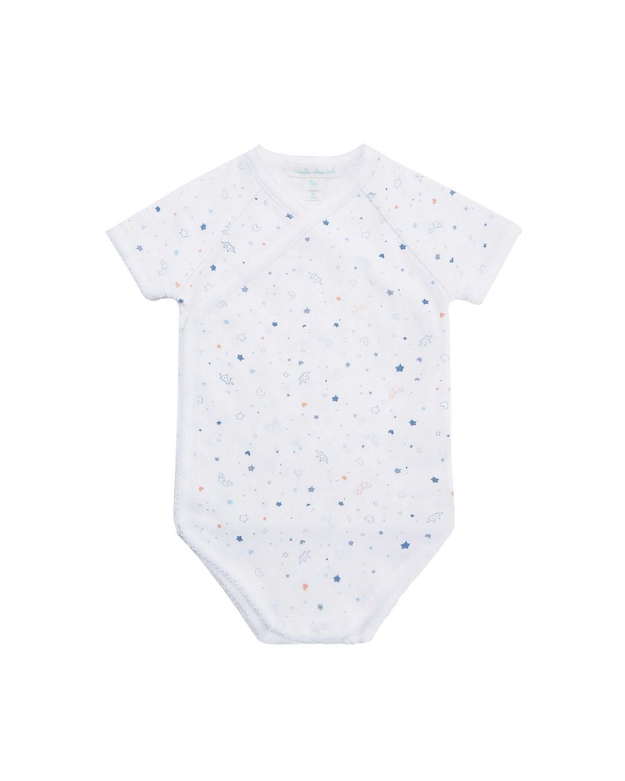 Marie Chantal Baby Boy | Star & Crown Wrap Onesie - Blue