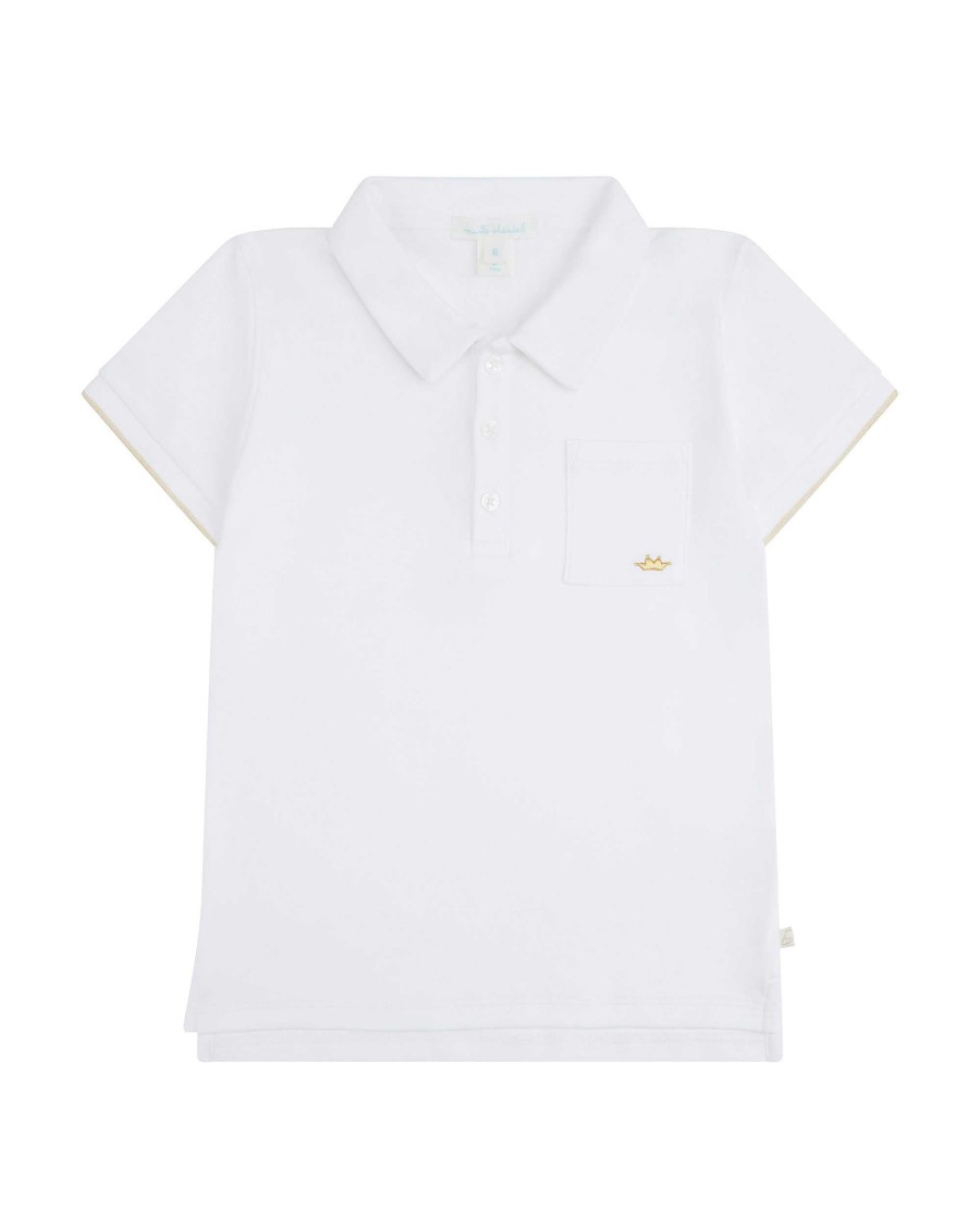 Marie Chantal The Iconic Angel Wing | Angel Wing Polo Shirt - Child - White & Gold