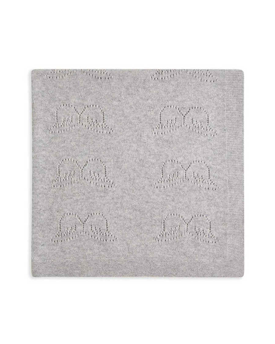 Marie Chantal The Iconic Angel Wing | Angel Wing Cashmere Pointelle Blanket - Grey