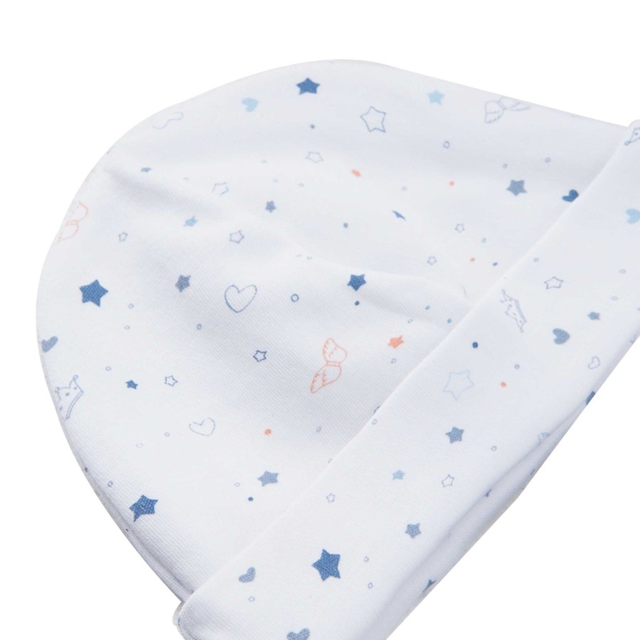 Marie Chantal Gift Sets | Star & Crown Print Hat, Bib And Mitten'S Set - Blue