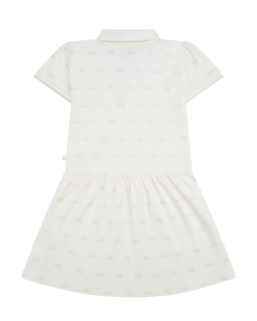 Marie Chantal The Iconic Angel Wing | Angel Wing Print Polo Dress - Child White & Gold