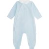 Marie Chantal Baby Boy | Tino Crown Peter Pan Collar Velour Sleepsuit - Blue