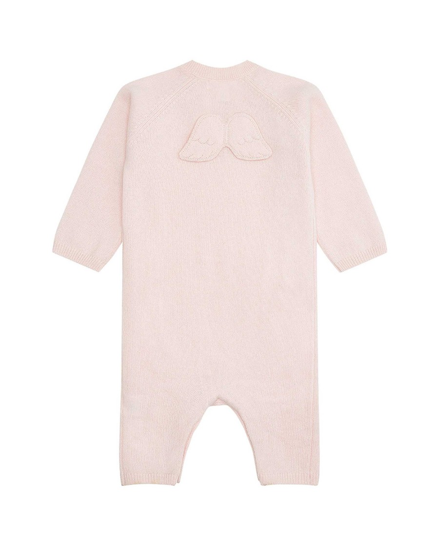 Marie Chantal Baby Girl | Ariel Angel Wing Cashmere Romper - Pink