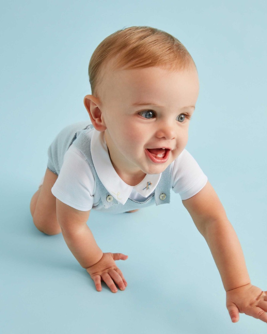 Marie Chantal Baby Girl | Cashmere Sparkle Romper - Pale Blue