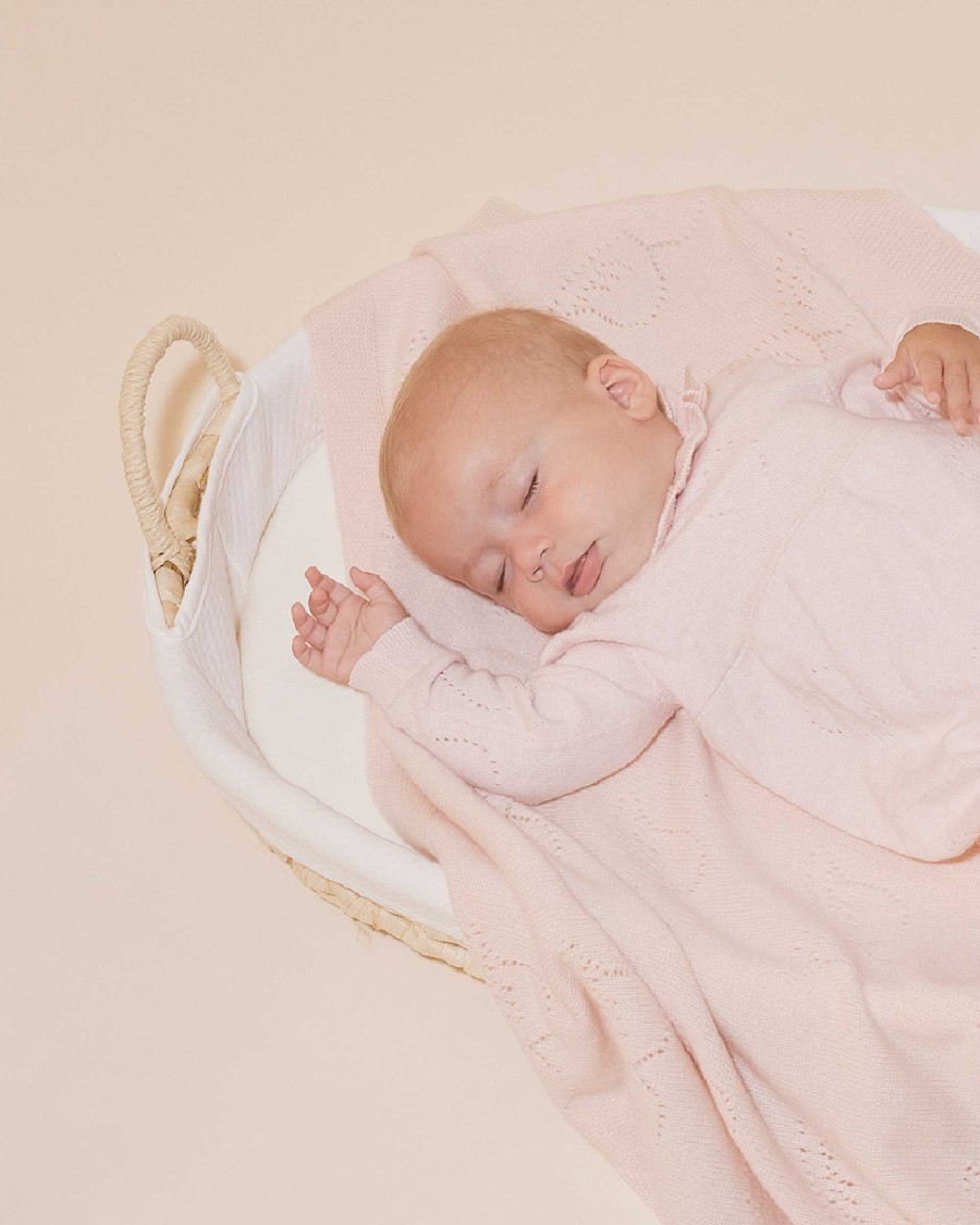 Marie Chantal The Iconic Angel Wing | Angel Wing Cashmere Pointelle Blanket - Pink