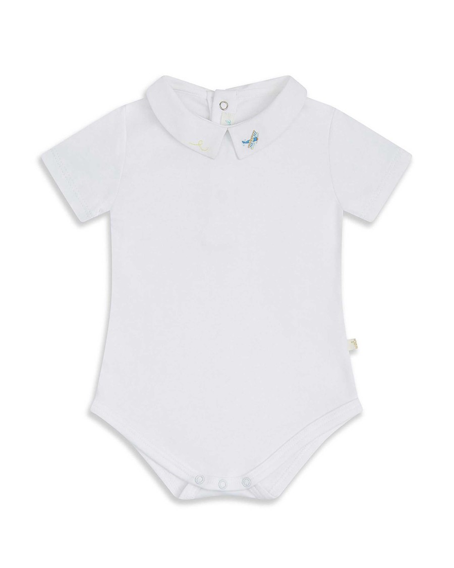 Marie Chantal Baby Boy | Embroidered Collar Onesie - Airplane