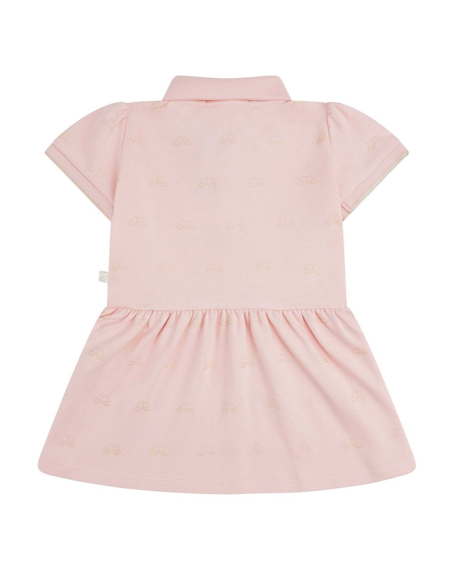 Marie Chantal The Iconic Angel Wing | Angel Wing Print Polo Dress - Baby Pink & Gold