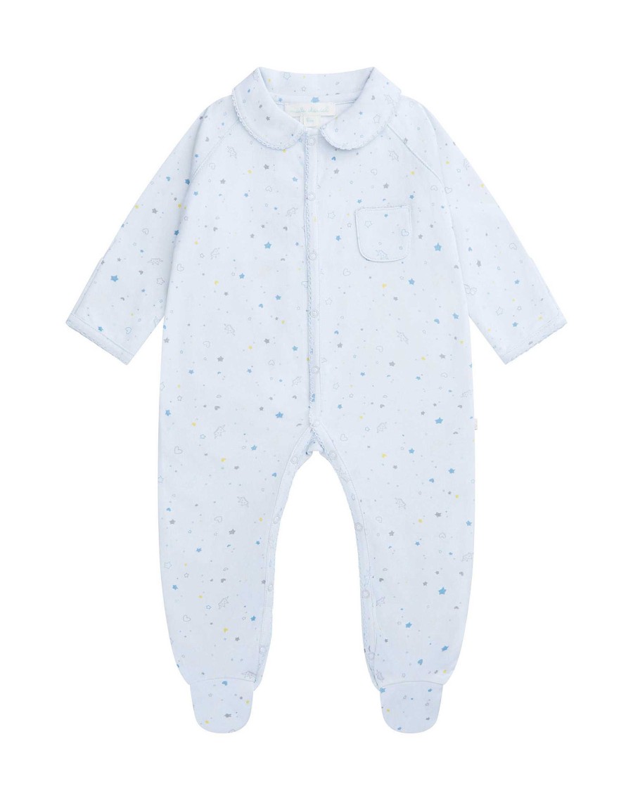 Marie Chantal Baby Boy | Star & Crown Sleepsuit - Blue