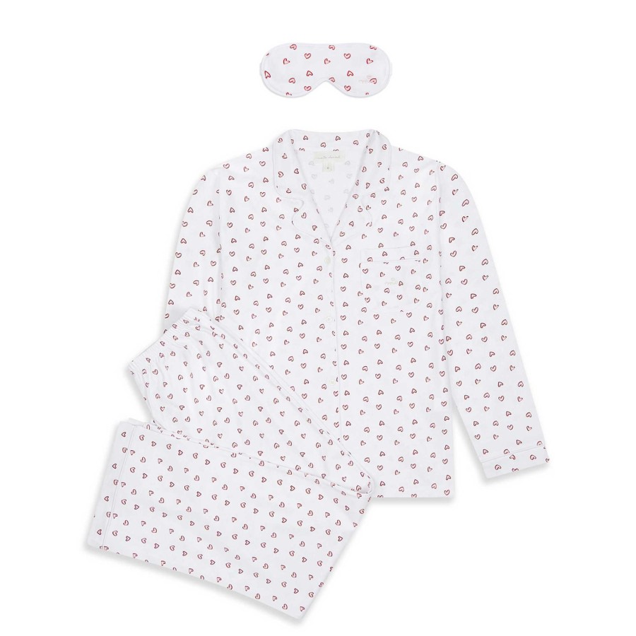 Marie Chantal Sleepwear | Love Heart Pyjama & Sleep Mask Set - Adult White