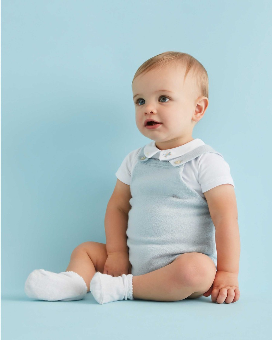 Marie Chantal Baby Girl | Cashmere Sparkle Romper - Pale Blue