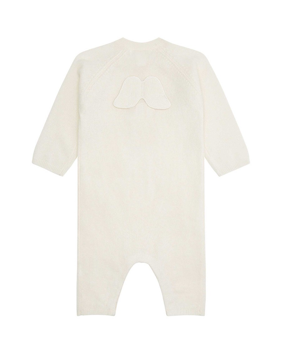 Marie Chantal Baby Girl | Ariel Angel Wing Cashmere Romper - Ivory