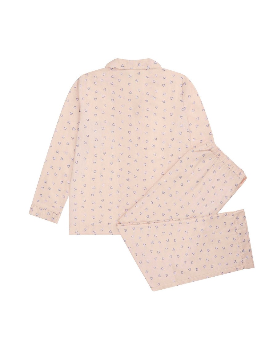 Marie Chantal Sleepwear | Love Heart Woven Cotton Pyjamas - Adult Pink