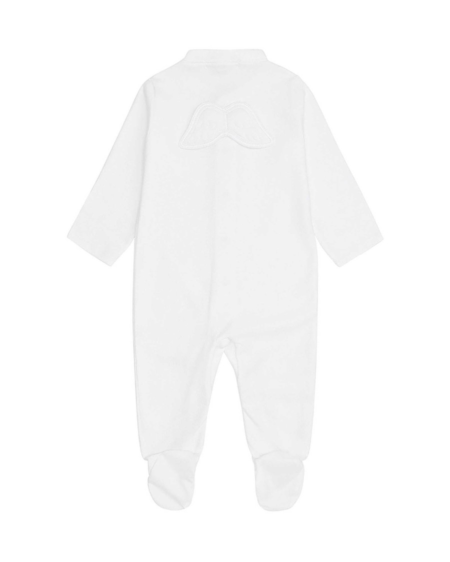 Marie Chantal The Iconic Angel Wing | Angel Wing Pointelle Sleepsuit - White