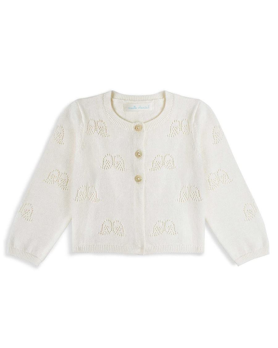 Marie Chantal The Iconic Angel Wing | Angel Wing Pointelle Cardigan - Ivory