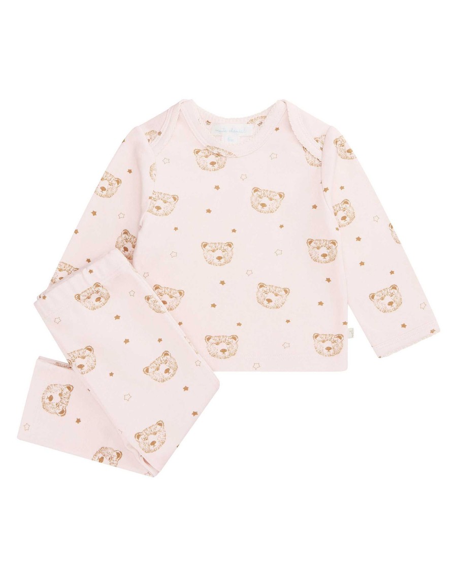 Marie Chantal Baby Girl | Bear Two Piece Set - Baby Pink